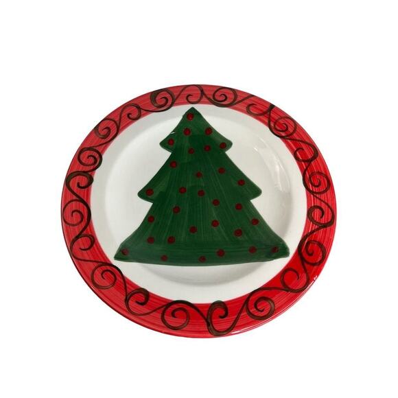 Marco e Cristina Ceramic Christmas Tree Round Decorative Platter 16” Multicolor - Picture 1 of 9